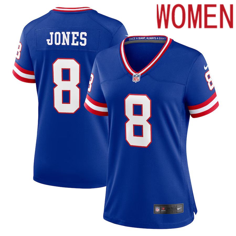 Women New York Giants 8 Daniel Jones Nike Royal Classic Player Game NFL Jersey